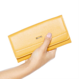 Grande Hakiki Deri Sarı Kadın Cüzdanı